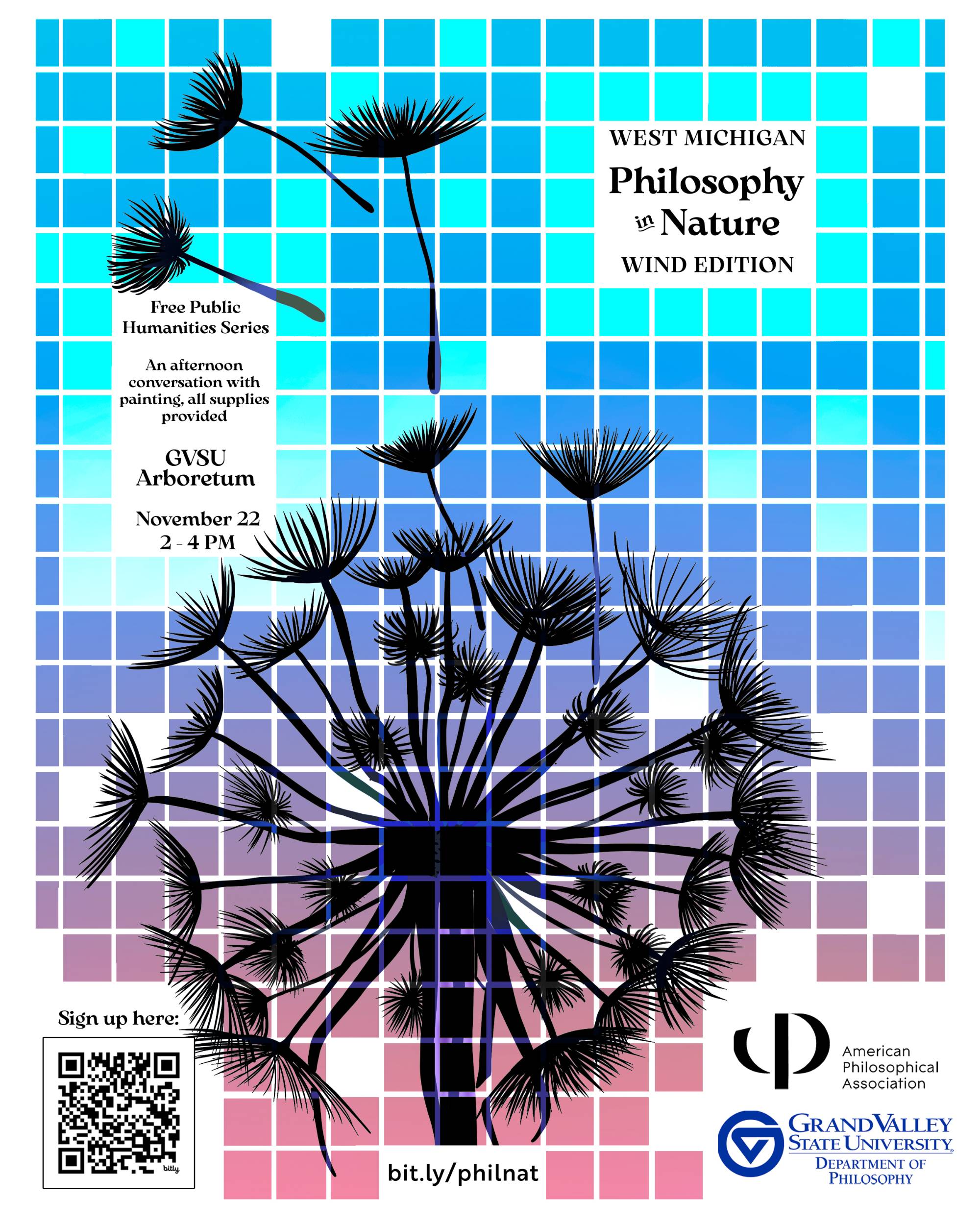 Philosophy In Nature Wind Edition. Held On November 22 from 2:00 PM-4:00 PM at the GVSU Arboretum